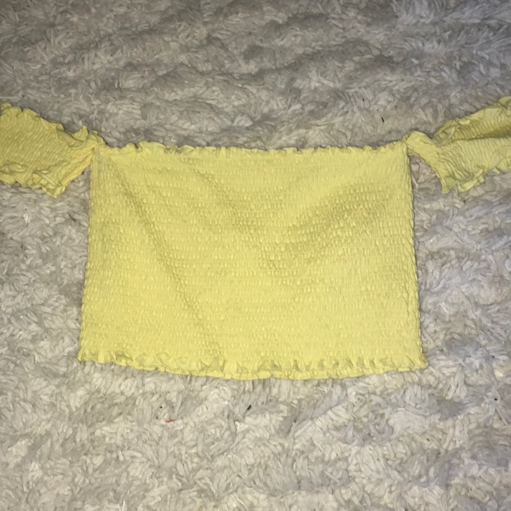 Smocked yellow off the shoulder top